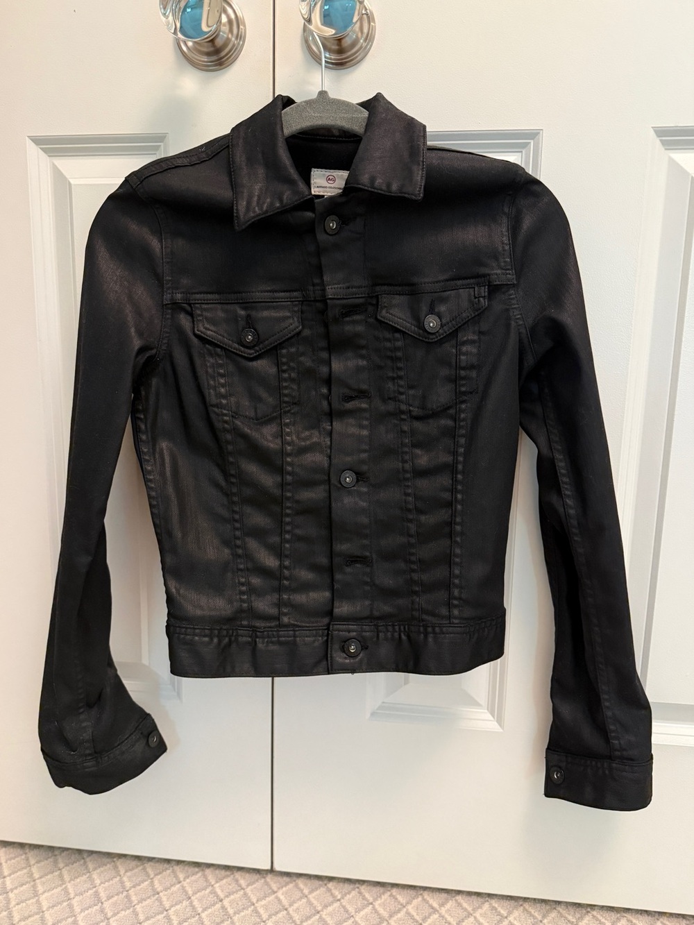 Ag Adriano Goldschmied Coated Black Denim Jacket